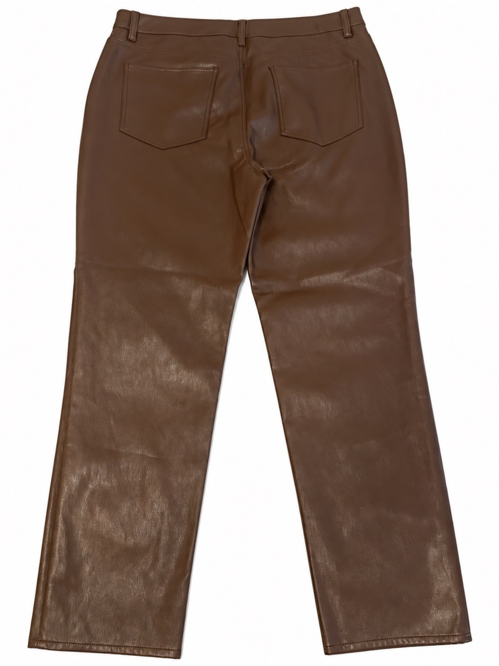 Talbots Faux Leather Straight Leg Pants Women’s Size 12 Brown 5 Pocket NWT - Picture 3 of 13